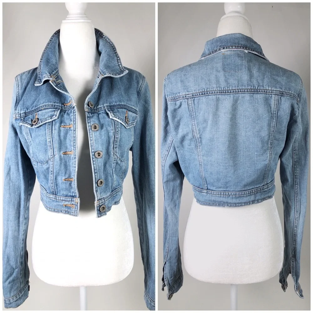 FREE PEOPLE 🔥🔥🔥cropped denim jean jacket - Picture 2 of 11